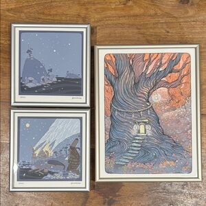 Framed Art Prints Set with Tree and Night Sky
